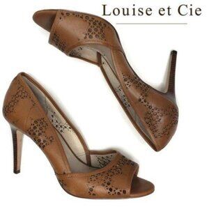 Louise Et Cie Gretel Brown cognac Leather laser Cutout Peep Toe Heels Size 10M